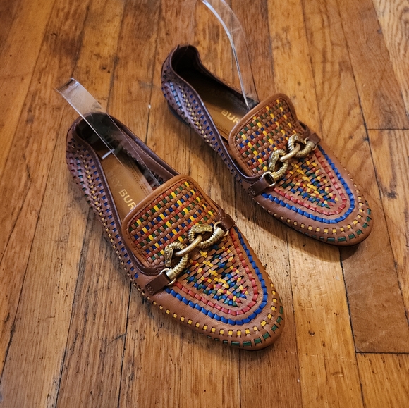 Tory Burch Jessa Woven Leather Loafers In Aged Camello/ Multi / Gold - Picture 4 of 12